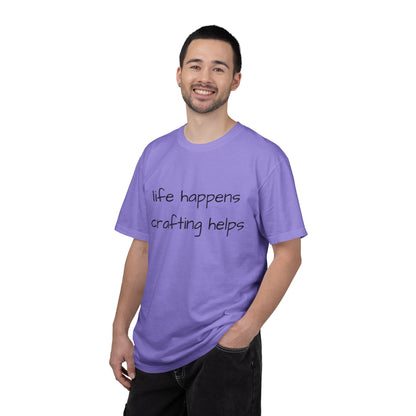 Crafting T-Shirt — "Life Happens, Crafting Helps" Casual Tee for Scrappers