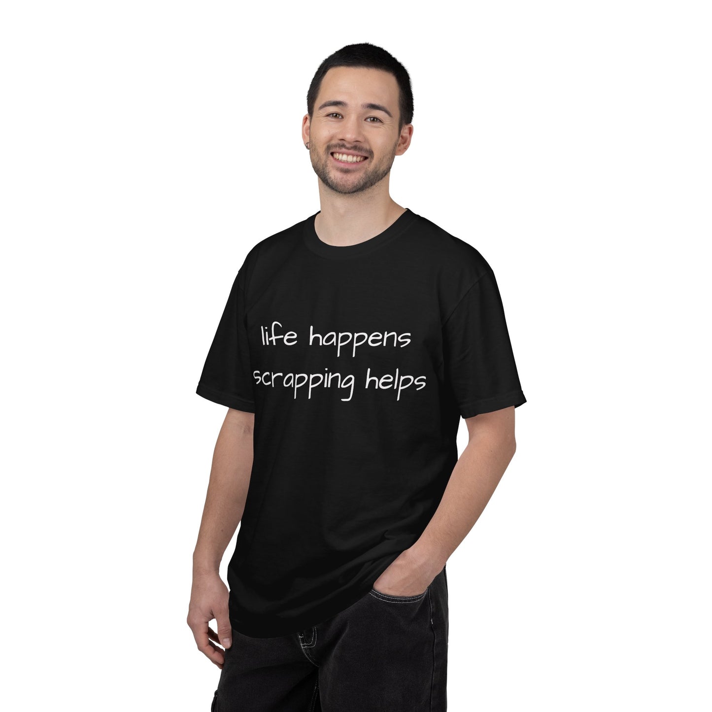Scrapping T-Shirt — "Life Happens, Scrapping Helps" Casual Tee for Scrappers