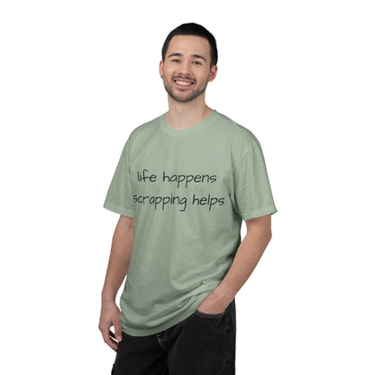 Scrapping T-Shirt — "Life Happens, Scrapping Helps" Casual Tee for Scrappers
