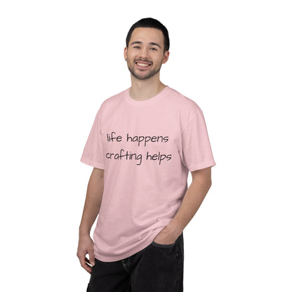 Crafting T-Shirt — "Life Happens, Crafting Helps" Casual Tee for Scrappers
