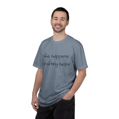 Crafting T-Shirt — "Life Happens, Crafting Helps" Casual Tee for Scrappers
